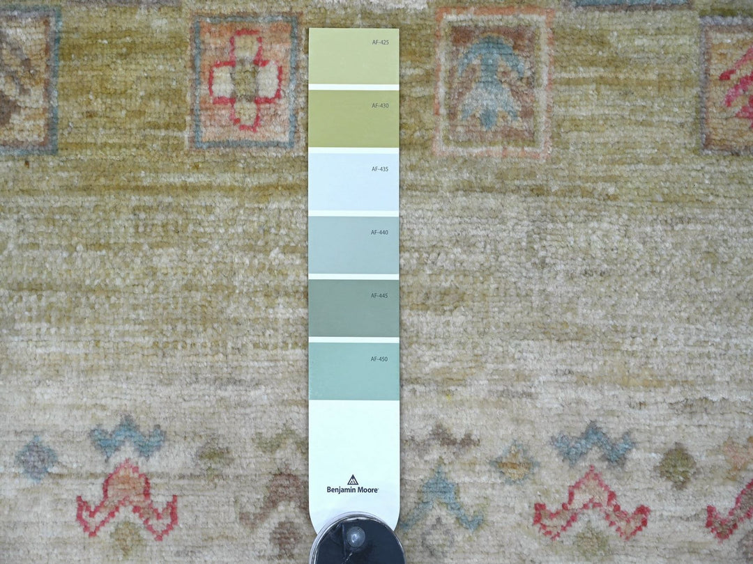 2'6" x 5'9" New Hand Knotted Green Wool Runner Oriental Rug - MOA10222866
