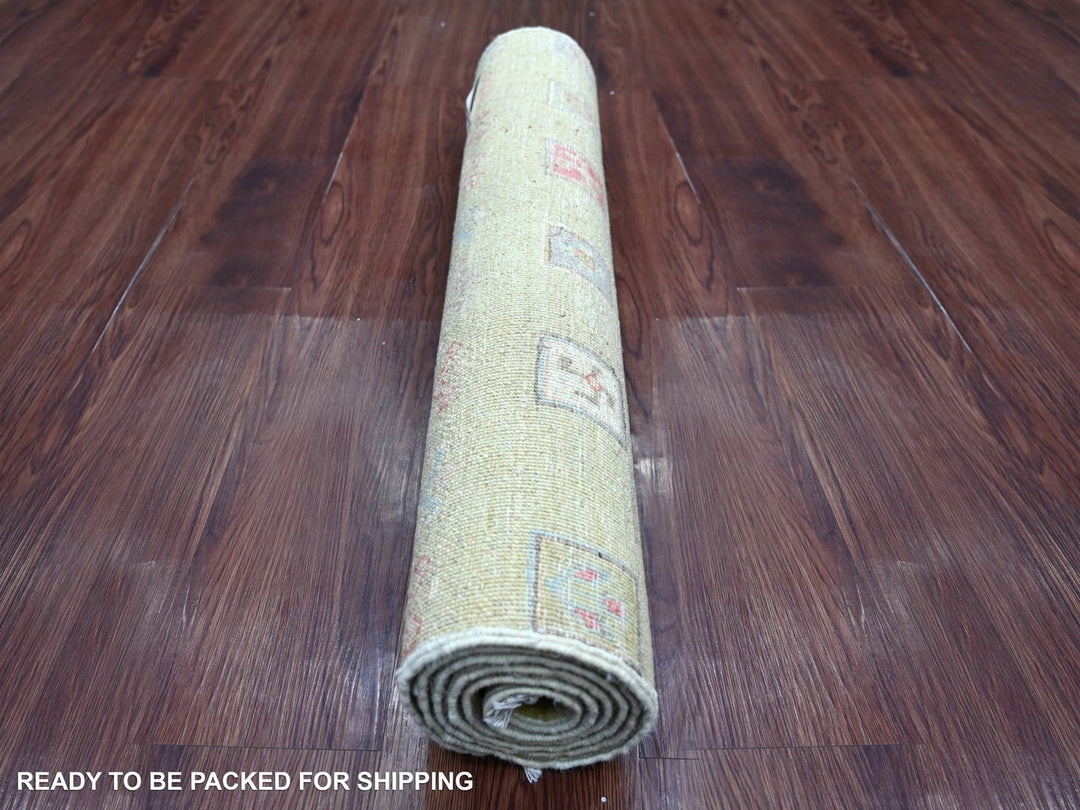 2'6" x 5'9" New Hand Knotted Green Wool Runner Oriental Rug - MOA10222866