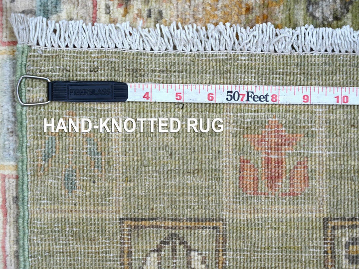 3'11" x 5'10" New Hand Knotted Green Wool Rectangle Oriental Rug - MOA10222868