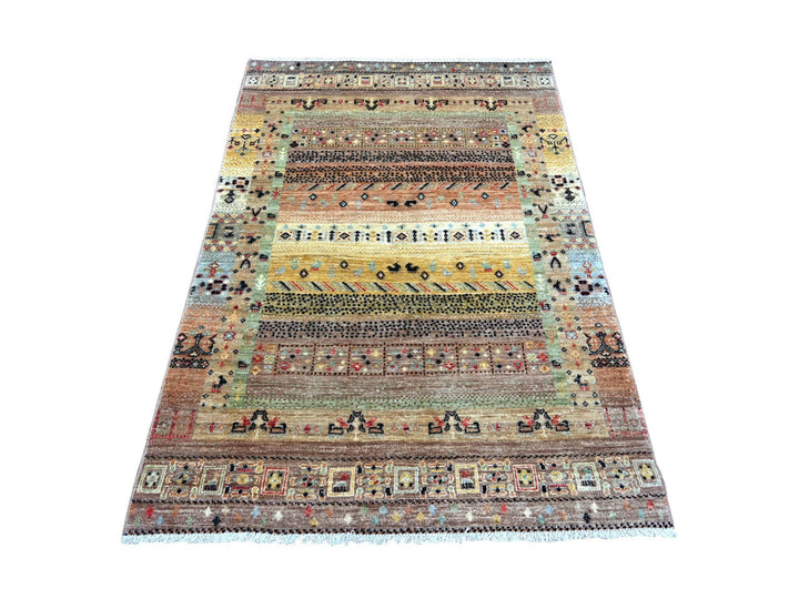 4'0" x 5'10" New Hand Knotted Brown Wool Rectangle Oriental Rug - MOA10222871