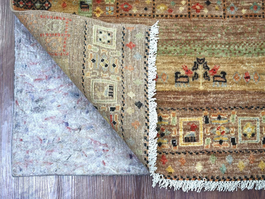 4'0" x 5'10" New Hand Knotted Brown Wool Rectangle Oriental Rug - MOA10222871