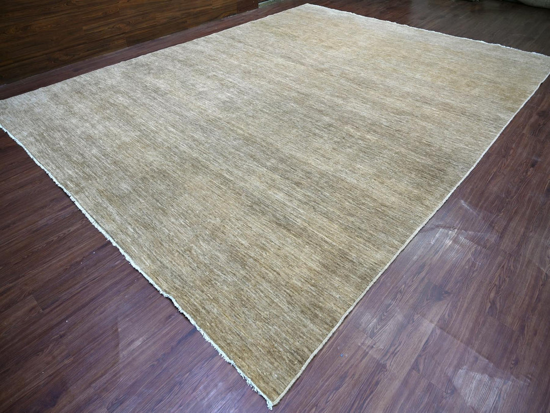 11'8" x 15'3" New Hand Knotted Brown Wool Rectangle Oriental Rug - MOA10222872