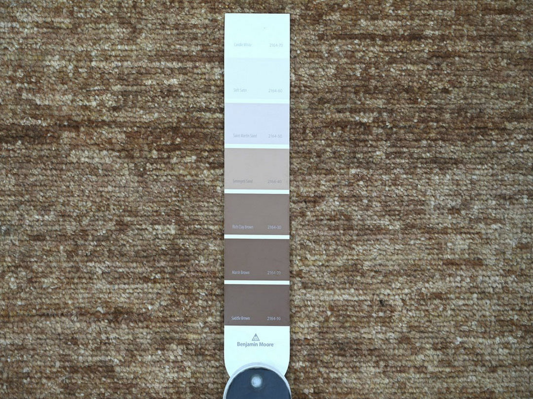 2'7" x 11'2" New Hand Knotted Brown Wool Runner Oriental Rug - MOA10222875
