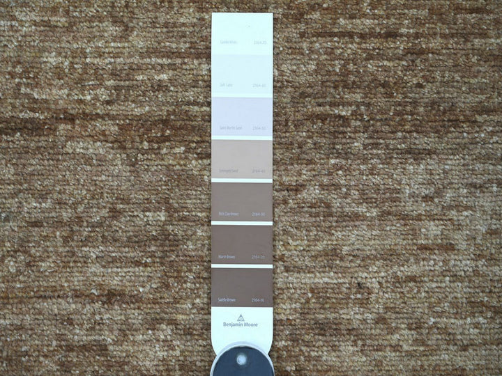 2'7" x 11'2" New Hand Knotted Brown Wool Runner Oriental Rug - MOA10222875