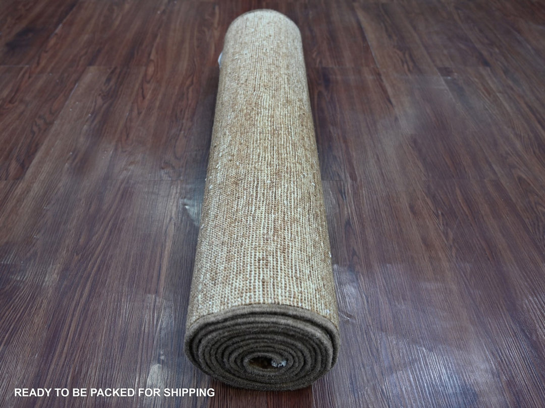 2'7" x 11'2" New Hand Knotted Brown Wool Runner Oriental Rug - MOA10222875