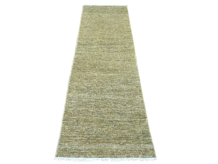 2'5" x 7'6" New Hand Knotted Green Wool Runner Oriental Rug - MOA10222876