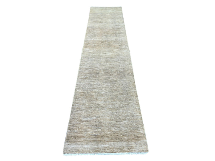 2'5" x 11'4" New Hand Knotted Brown Wool Runner Oriental Rug - MOA10222877