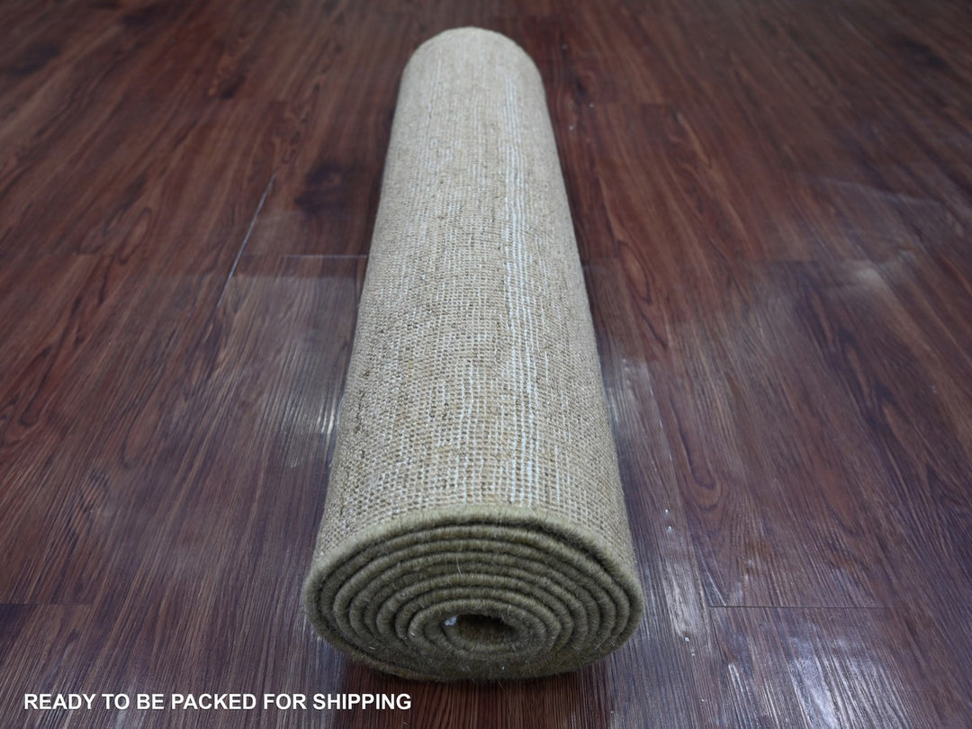2'5" x 11'4" New Hand Knotted Brown Wool Runner Oriental Rug - MOA10222877