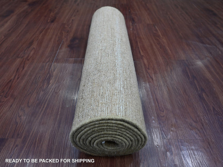 2'5" x 11'4" New Hand Knotted Brown Wool Runner Oriental Rug - MOA10222877