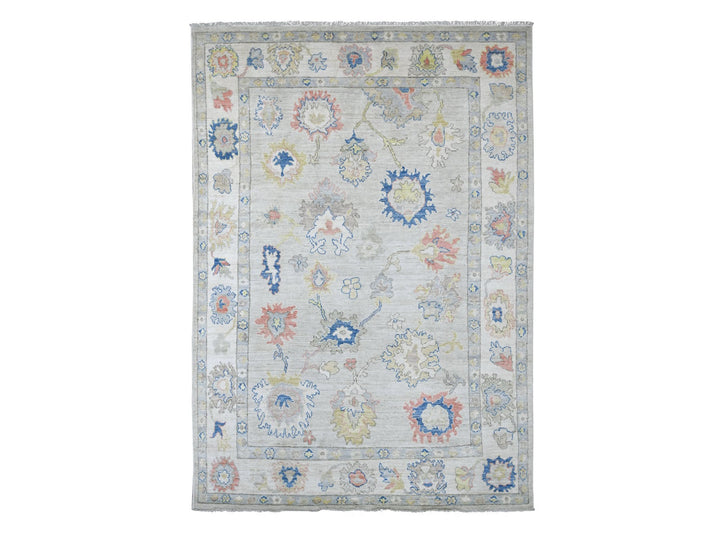 6'2" x 8'10" New Hand Knotted Grey Wool Rectangle Oriental Rug - MOA10222881