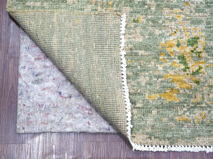 8'9" x 12'0" New Hand Knotted Green Wool Rectangle Oriental Rug - MOA10222886