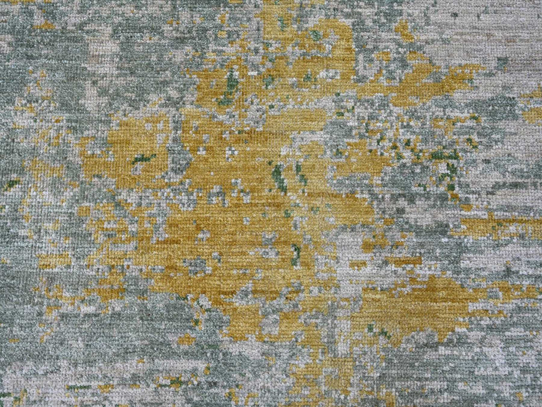 8'9" x 12'0" New Hand Knotted Green Wool Rectangle Oriental Rug - MOA10222886