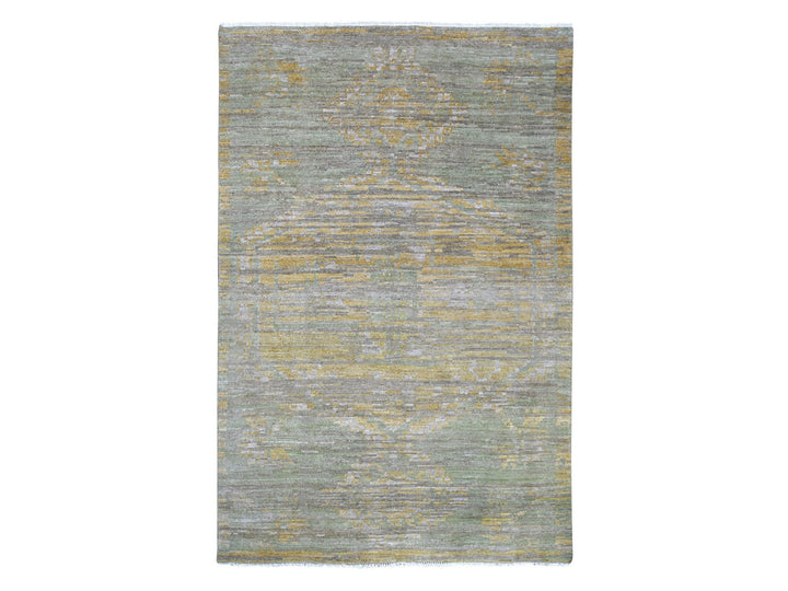 5'11" x 8'9" New Hand Knotted Grey Wool Rectangle Oriental Rug - MOA10222887