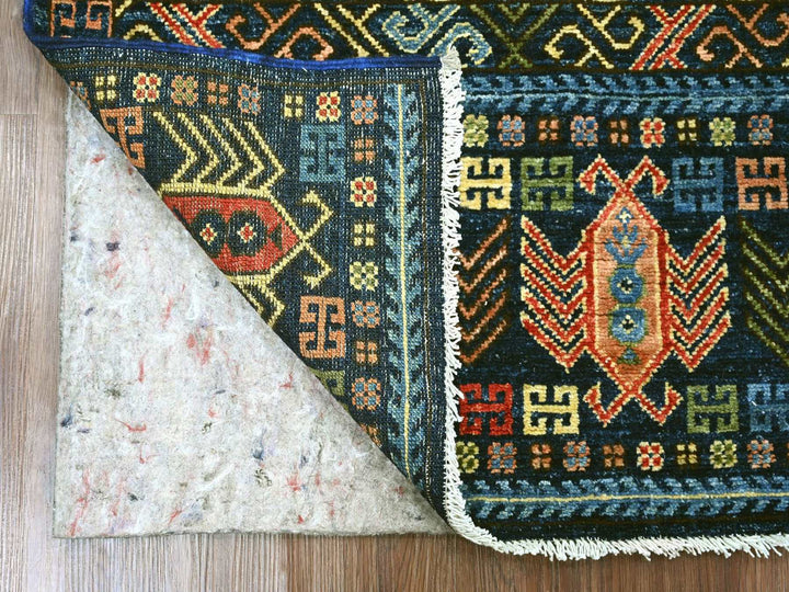 2'10" x 6'0" New Hand Knotted Blue Wool Runner Oriental Rug - MOA10222893