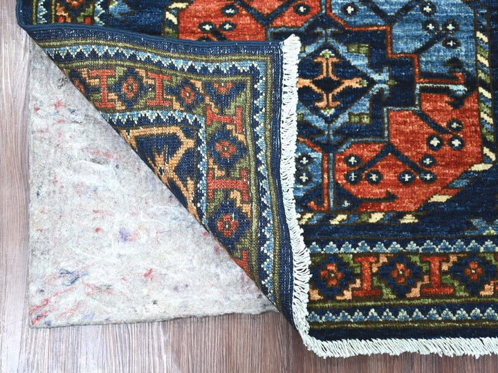 2'8" x 5'10" New Hand Knotted Blue Wool Runner Oriental Rug - MOA10222894