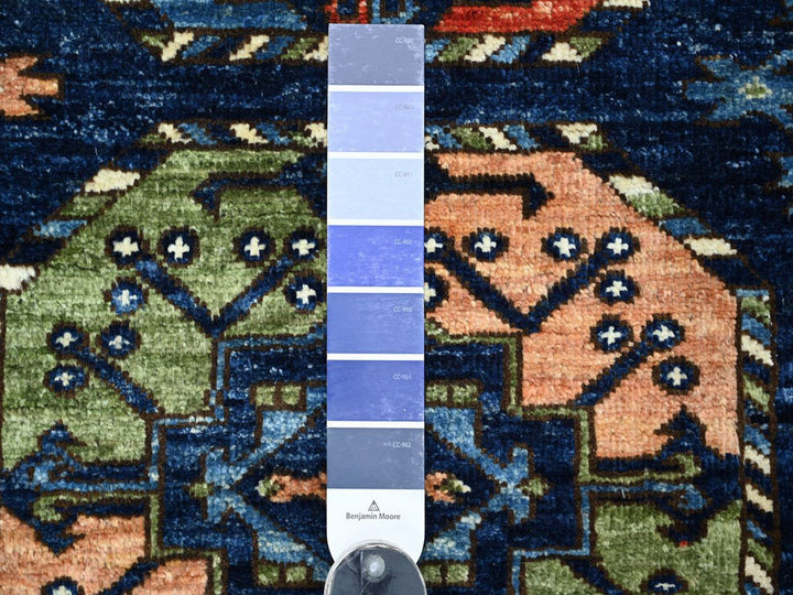 2'8" x 5'10" New Hand Knotted Blue Wool Runner Oriental Rug - MOA10222894