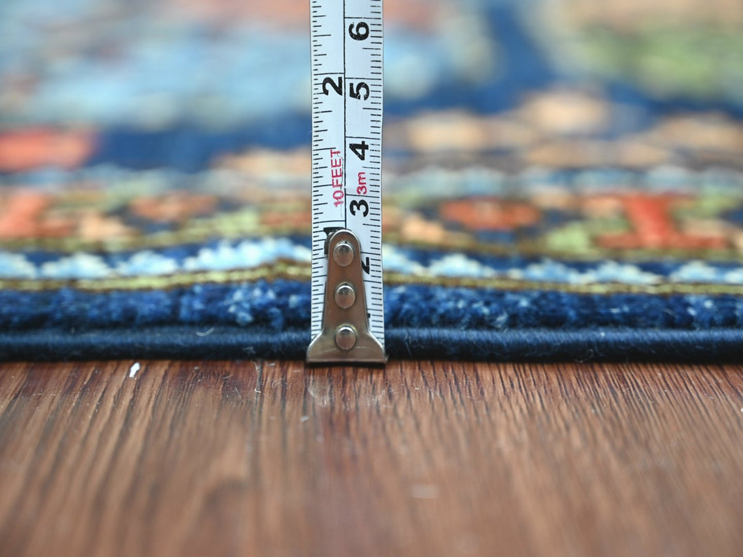 2'8" x 5'10" New Hand Knotted Blue Wool Runner Oriental Rug - MOA10222894