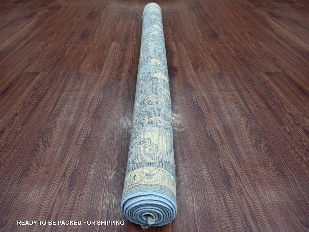 6'0" x 9'0" New Hand Knotted Blue Wool Rectangle Oriental Rug - MOA10222896