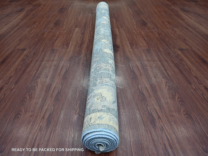 6'0" x 9'0" New Hand Knotted Blue Wool Rectangle Oriental Rug - MOA10222896