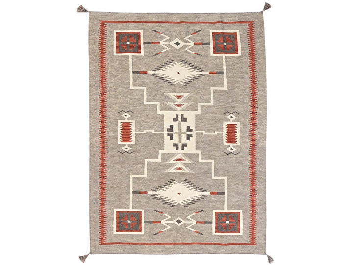 5'1" x 6'11" New Hand Woven Brown Wool Rectangle Oriental Rug - MOA1022289