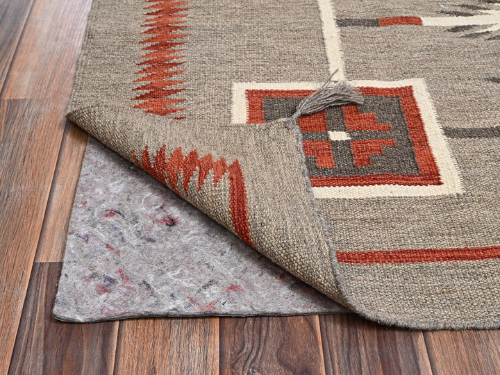 5'1" x 6'11" New Hand Woven Brown Wool Rectangle Oriental Rug - MOA1022289