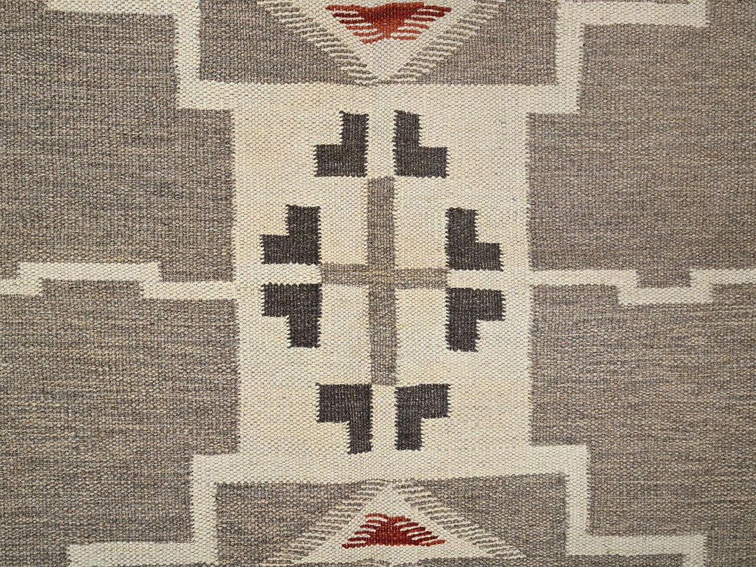 5'1" x 6'11" New Hand Woven Brown Wool Rectangle Oriental Rug - MOA1022289