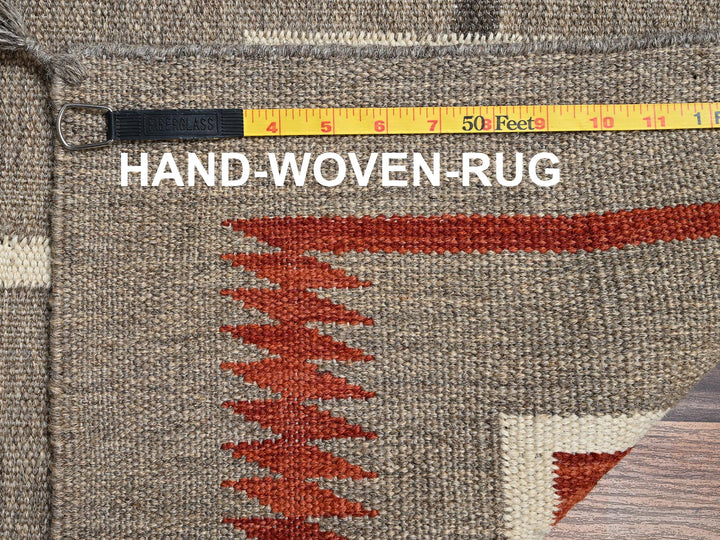 5'1" x 6'11" New Hand Woven Brown Wool Rectangle Oriental Rug - MOA1022289