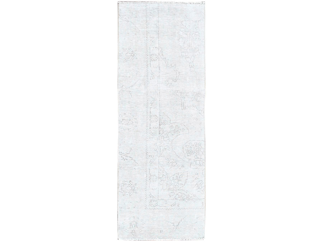 2'2" x 5'10" Vintage Hand Knotted Ivory Wool Runner Oriental Rug - MOA102228