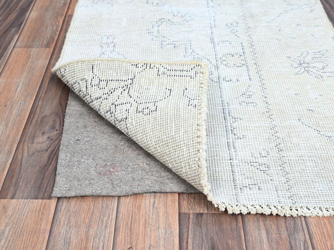2'2" x 5'10" Vintage Hand Knotted Ivory Wool Runner Oriental Rug - MOA102228