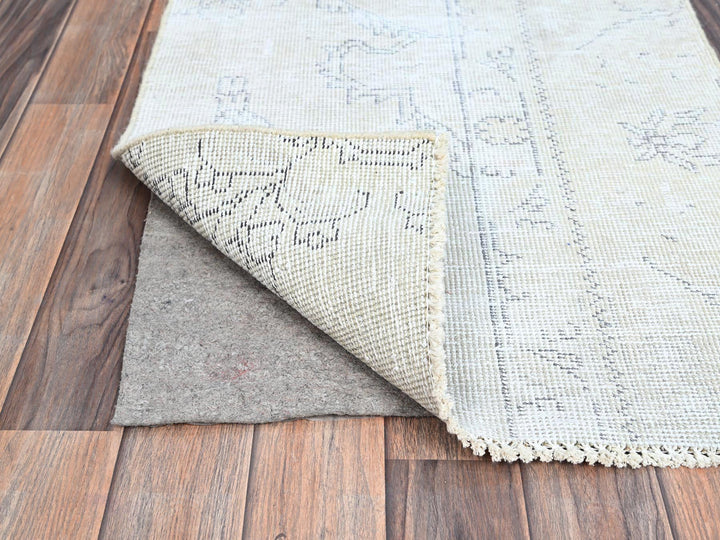 2'2" x 5'10" Vintage Hand Knotted Ivory Wool Runner Oriental Rug - MOA102228