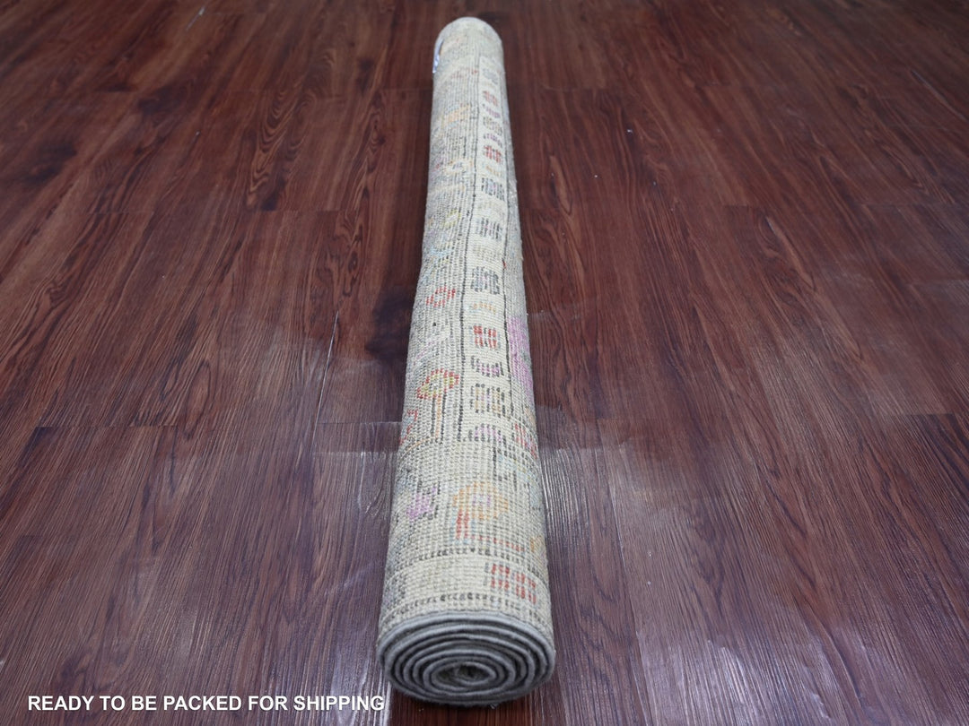 4'1" x 5'11" New Hand Knotted Grey Wool Rectangle Oriental Rug - MOA10222902