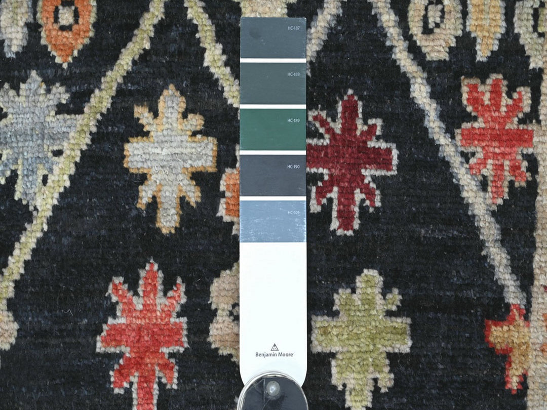 2'10" x 15'9" New Hand Knotted Black Wool Runner Oriental Rug - MOA10222904