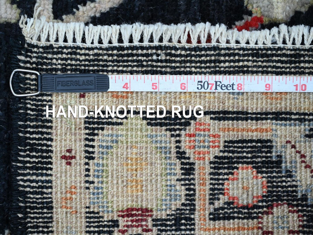 2'10" x 15'9" New Hand Knotted Black Wool Runner Oriental Rug - MOA10222904