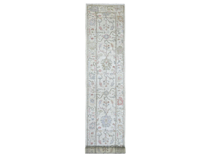 2'11" x 19'6" New Hand Knotted Ivory Wool Runner Oriental Rug - MOA10222905