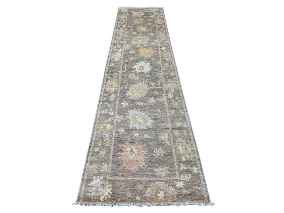 2'10" x 12'0" New Hand Knotted Brown Wool Runner Oriental Rug - MOA10222906