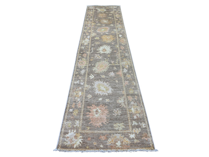 2'10" x 12'0" New Hand Knotted Brown Wool Runner Oriental Rug - MOA10222906