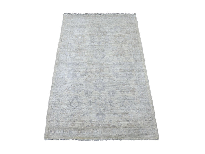 3'1" x 4'10" New Hand Knotted Ivory Wool Rectangle Oriental Rug - MOA10222908