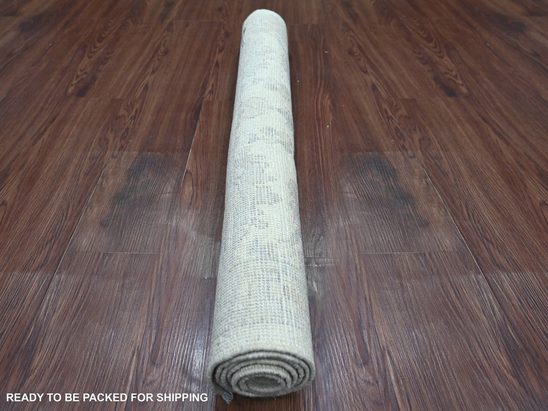 3'1" x 4'10" New Hand Knotted Ivory Wool Rectangle Oriental Rug - MOA10222908