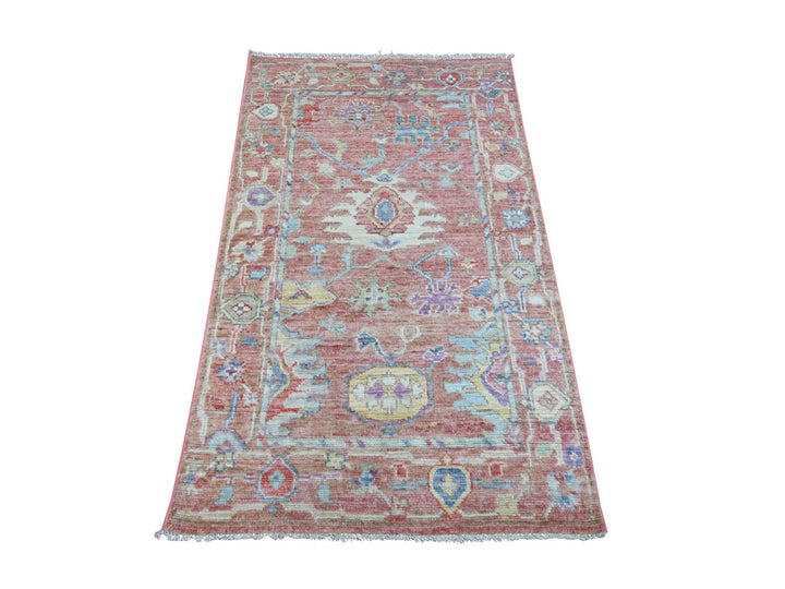 3'2" x 5'2" New Hand Knotted Pink Wool Rectangle Oriental Rug - MOA10222911