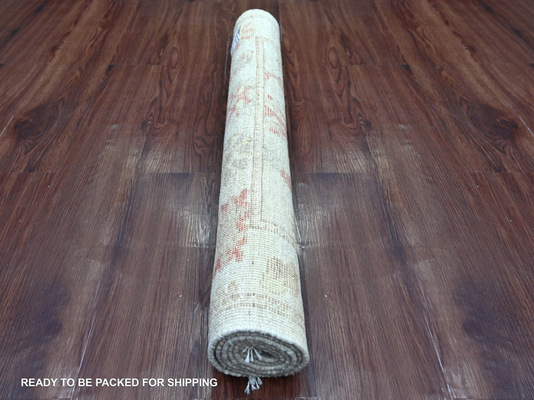 3'2" x 4'11" New Hand Knotted Ivory Wool Rectangle Oriental Rug - MOA10222913