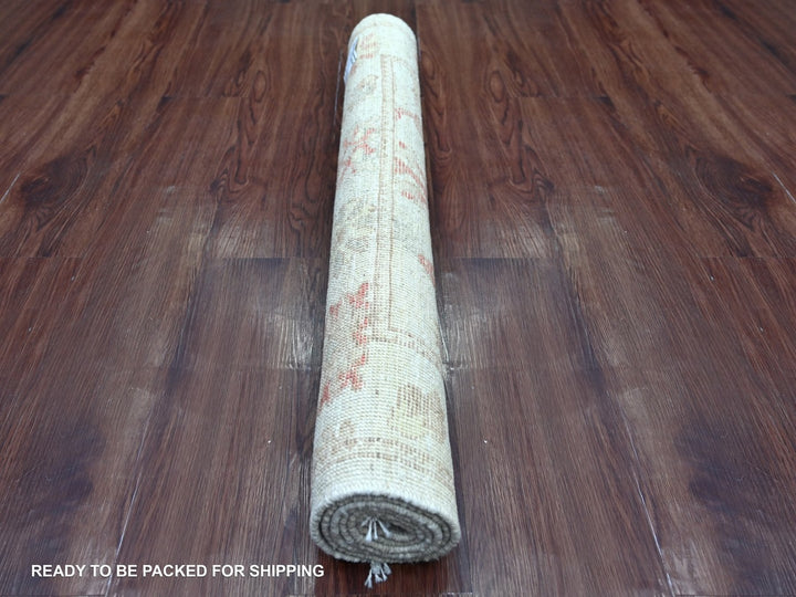 3'2" x 4'11" New Hand Knotted Ivory Wool Rectangle Oriental Rug - MOA10222913