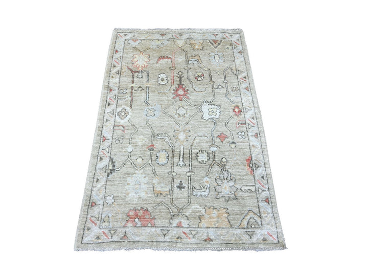 3'3" x 4'11" New Hand Knotted Grey Wool Rectangle Oriental Rug - MOA10222914