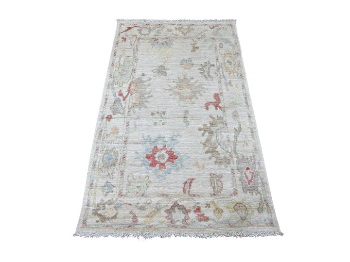 3'0" x 5'1" New Hand Knotted Grey Wool Rectangle Oriental Rug - MOA10222917