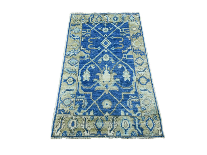 2'11" x 4'8" New Hand Knotted Blue Wool Rectangle Oriental Rug - MOA10222919