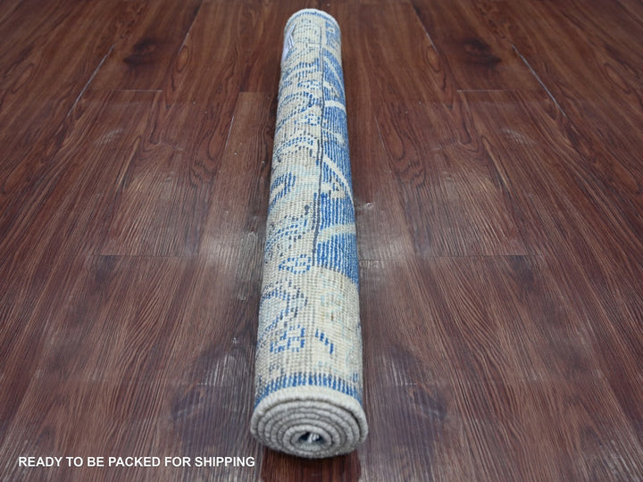 2'11" x 4'8" New Hand Knotted Blue Wool Rectangle Oriental Rug - MOA10222919