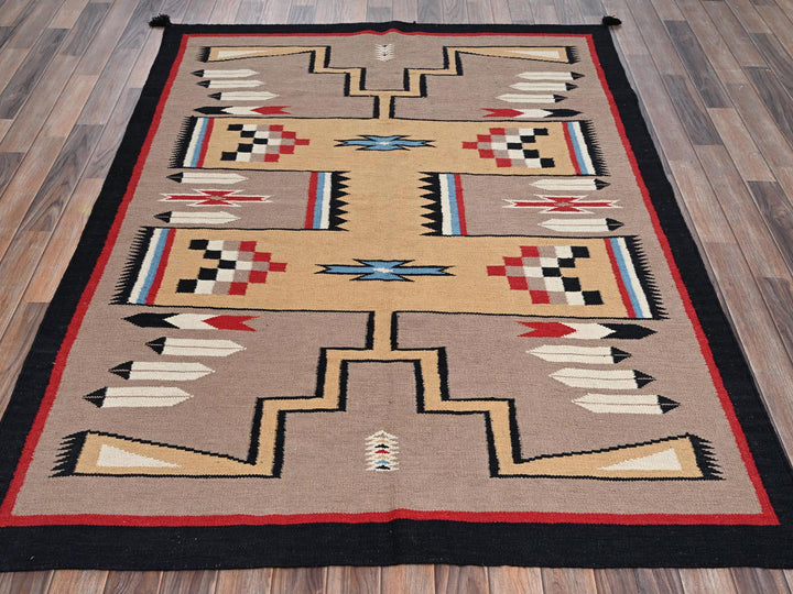 5'3" x 6'10" New Hand Woven Brown Wool Rectangle Oriental Rug - MOA1022291