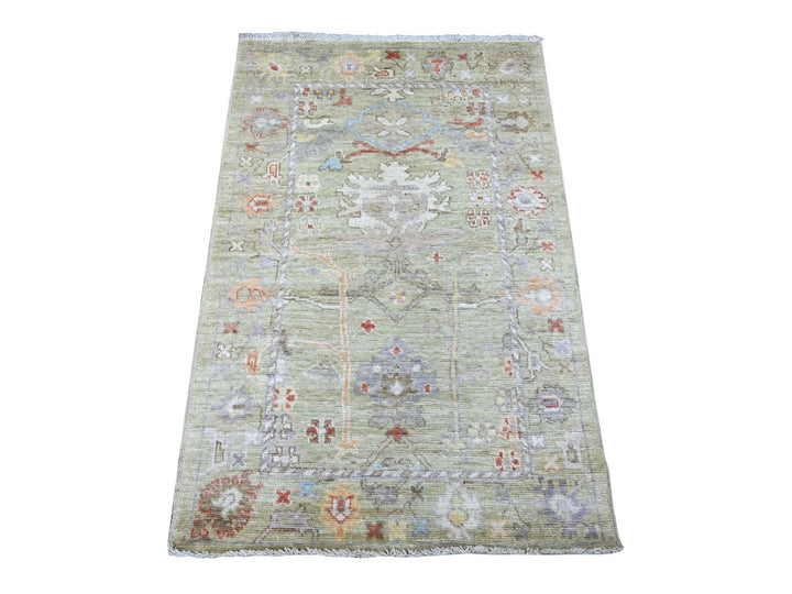 3'2" x 4'11" New Hand Knotted Green Wool Rectangle Oriental Rug - MOA10222920