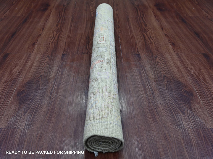 3'2" x 4'11" New Hand Knotted Green Wool Rectangle Oriental Rug - MOA10222920