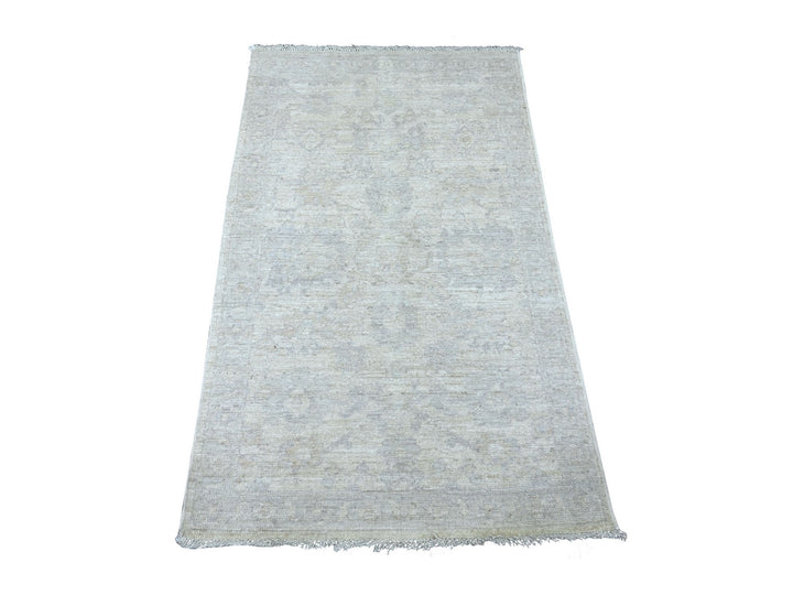 2'11" x 4'10" New Hand Knotted Ivory Wool Rectangle Oriental Rug - MOA10222922