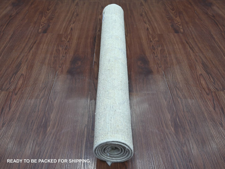 2'11" x 4'10" New Hand Knotted Ivory Wool Rectangle Oriental Rug - MOA10222922